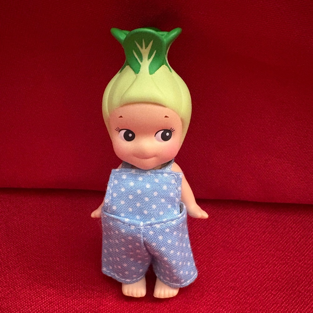 Bok Choy from the Sonny Angel Vegetable series in a stylish polka dot overalls!